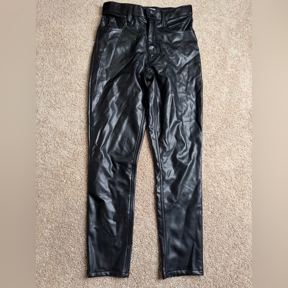 Abercrombie & Fitch The Skinny High Rise Vegan Leather Black Pants Size 27 / 4 - Picture 2 of 4